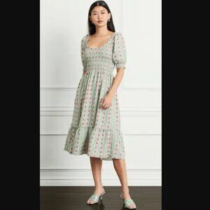 NWT Hill House Home The Louisa Nap Dress Trailing Vine Multi Poly Crepe $150.00